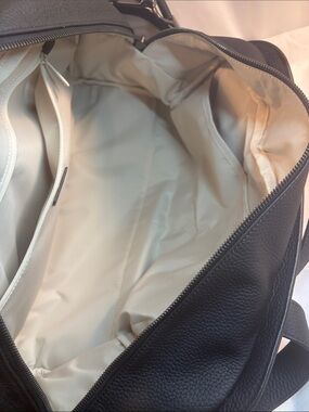 Away Black Leather Duffel with Cream Interior